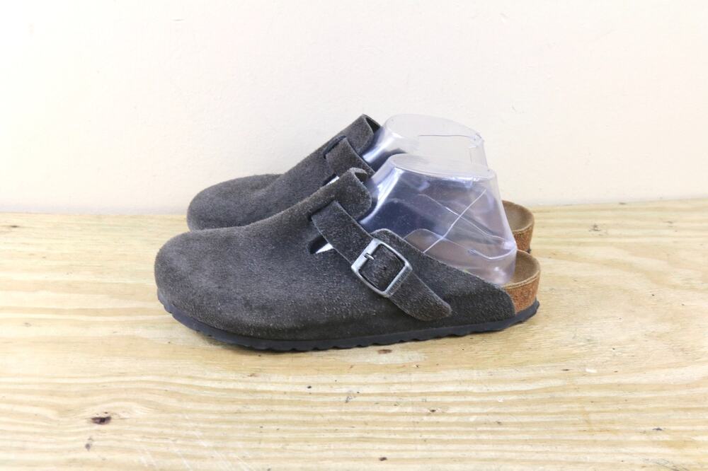Birkenstock Boston 39 Womens Gray Suede Clogs Mules Slides Sandals Shoes